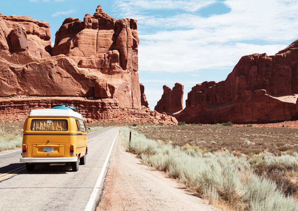 Open Texas road through desert
